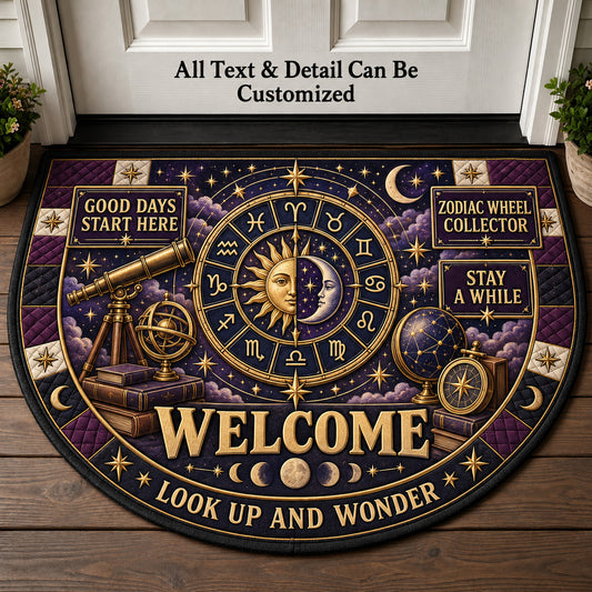 Zodiac Wheel Collector Personalized Half Round Mat | 5To9Vibe