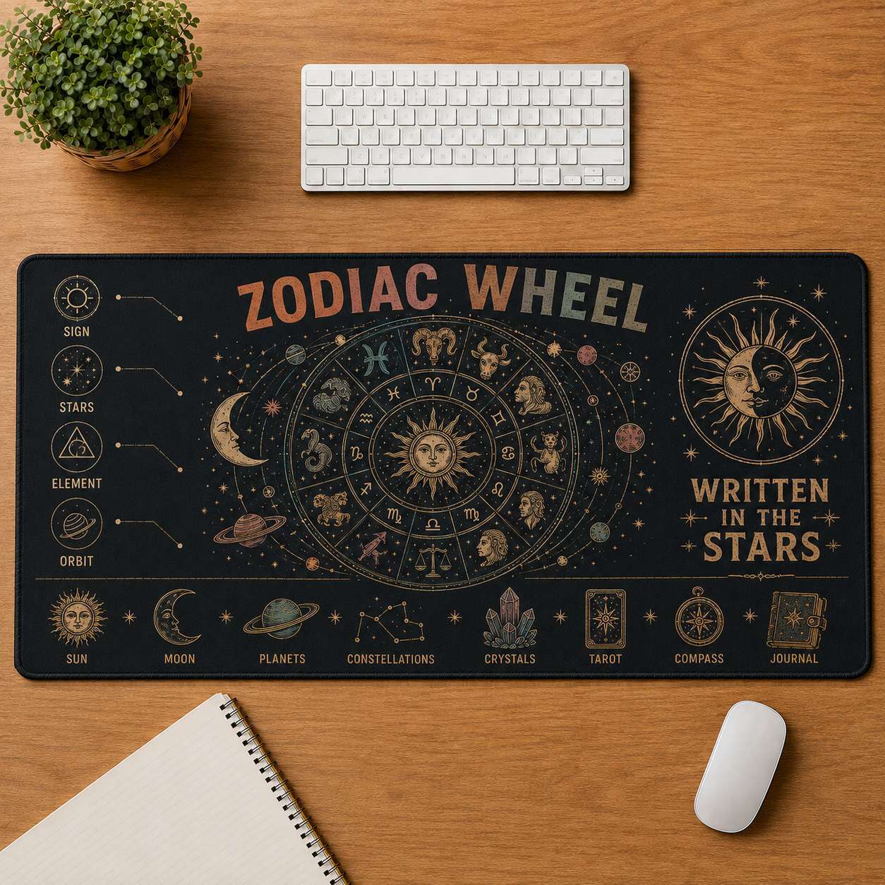 Libra Hippie Desk Mat Mouse Pad | 5To9Vibe - Zodiac Wheel style
