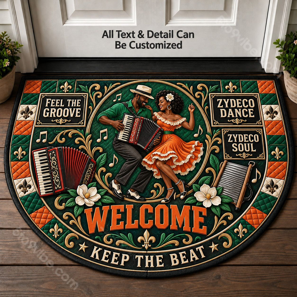 Zydeco Dance Personalized Half Round Mat | 5To9Vibe
