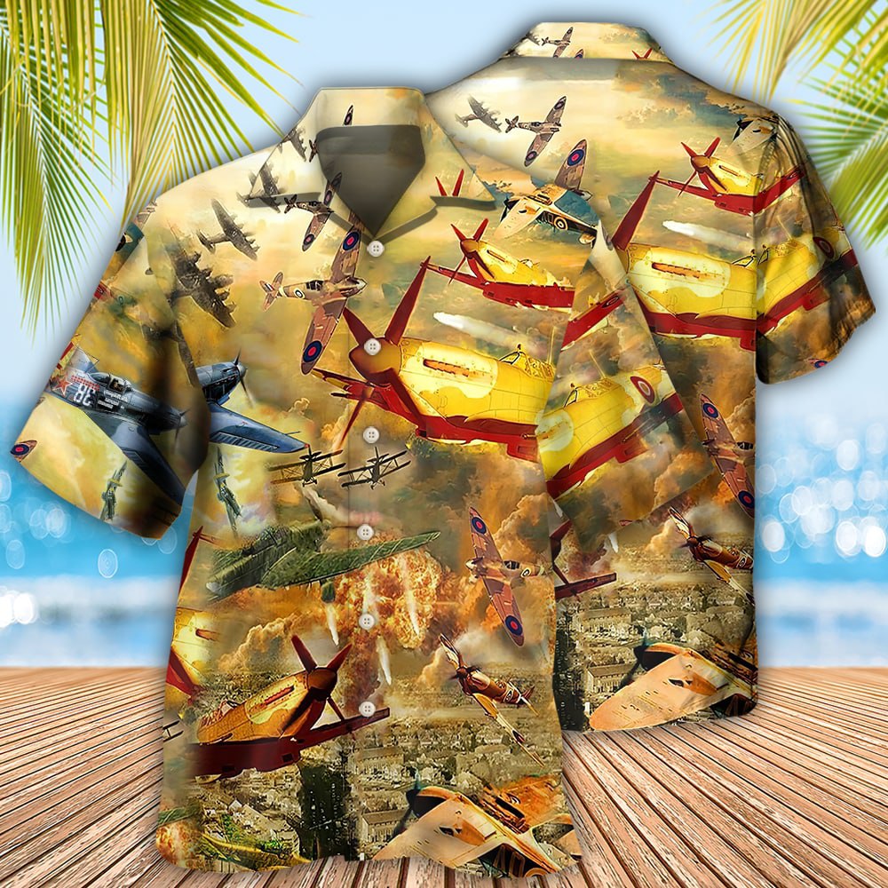 Combat Aircraft Fly Sky Fire - Hawaiian Shirt 