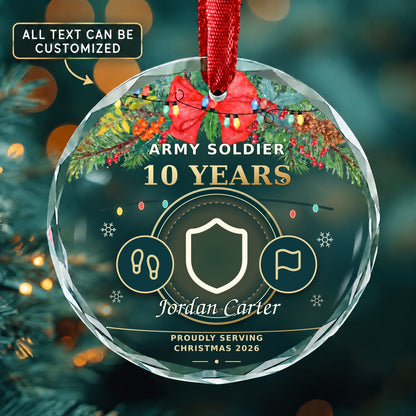 Army Soldier Personalized Glass Ornament | 5To9Vibe