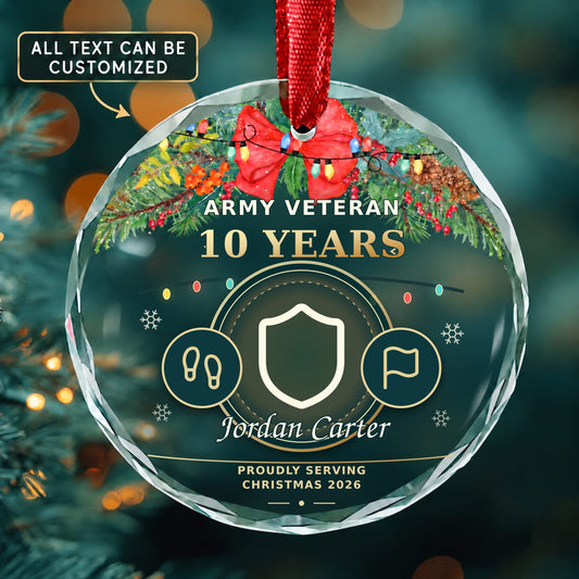 Army Veteran Personalized Glass Ornament | 5To9Vibe