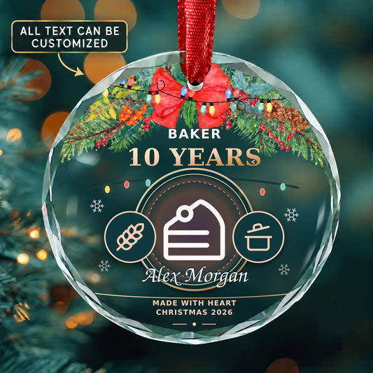Baker Personalized Glass Ornament | 5To9Vibe