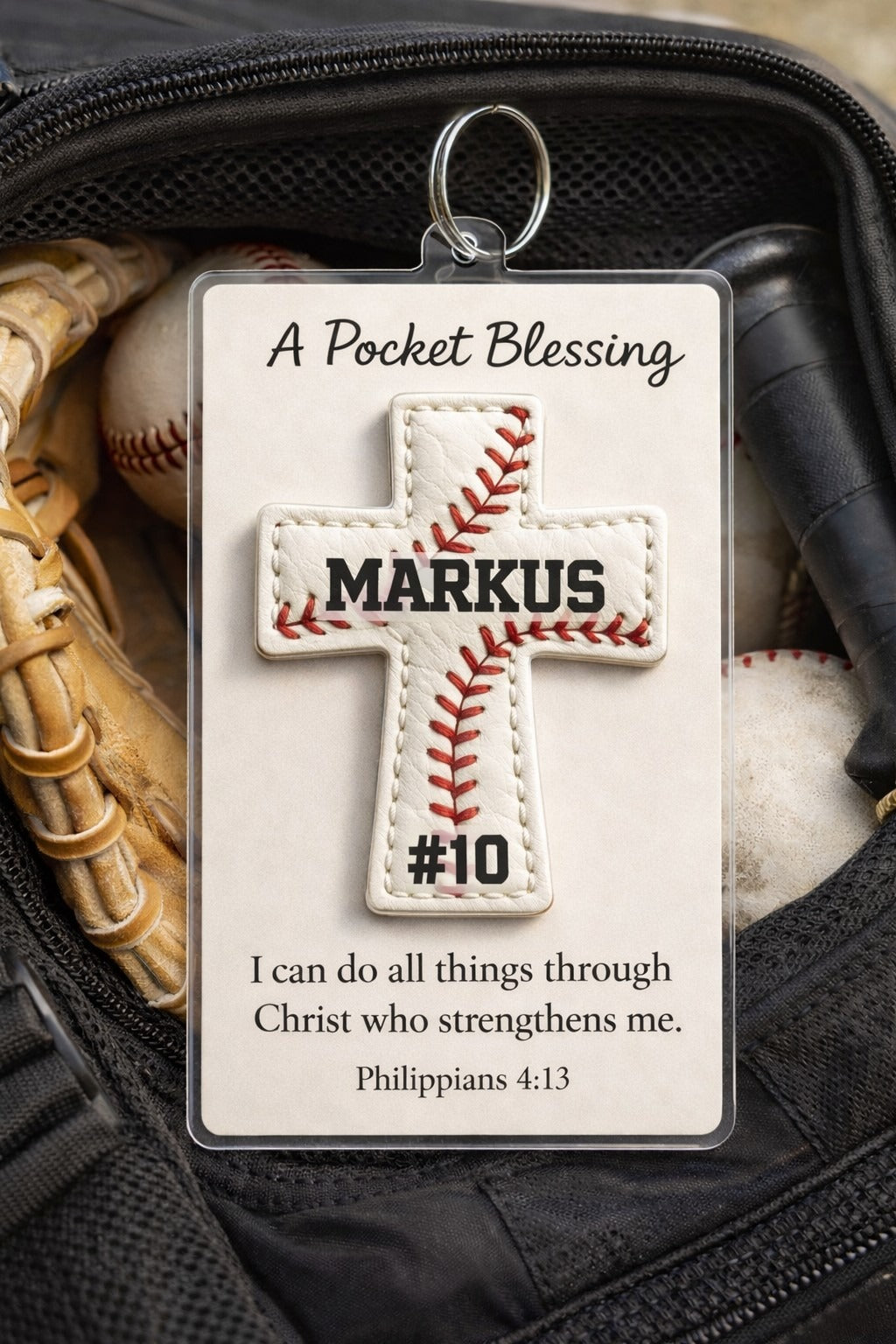 Personalized Baseball Hot Sale Bag Tag A Pocket Blessing – Custom Name and Jersey Number-Bag Tag-5TO9VIBE