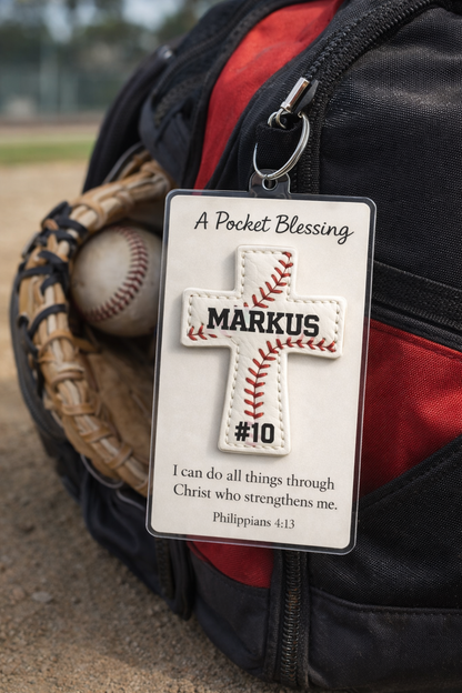 Etiqueta personalizada para bolsa de béisbol de gran oferta Una bendición de bolsillo – Nombre y número de camiseta personalizados