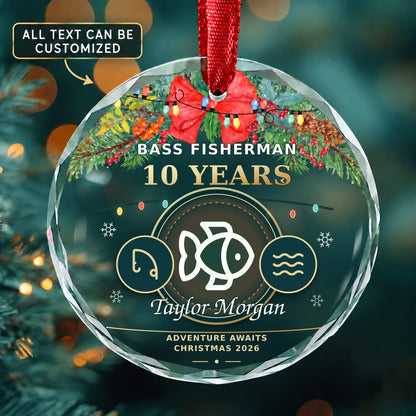 Bass Fisherman Personalized Glass Ornament | 5To9Vibe