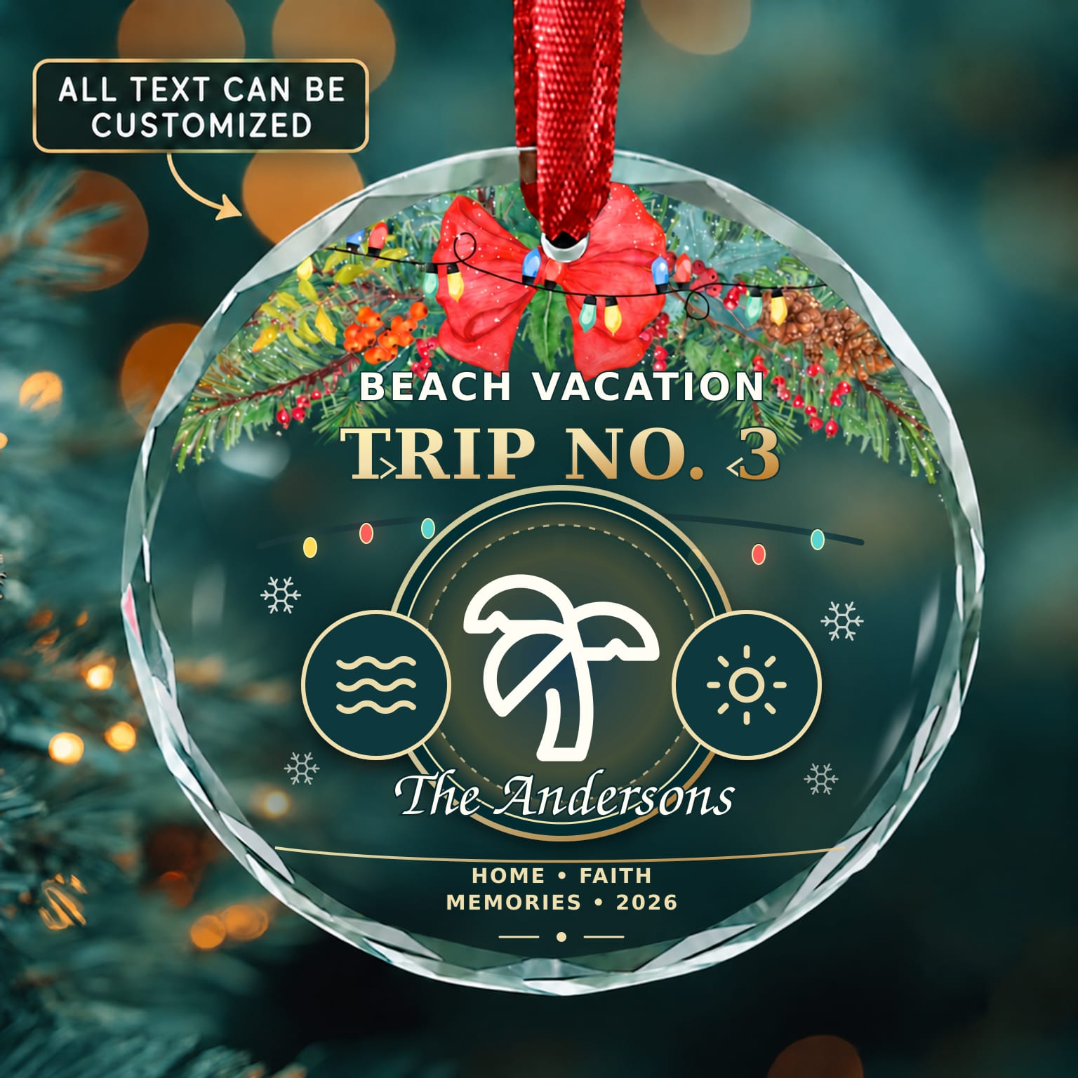 Beach Vacation Personalized Glass Ornament | 5To9Vibe