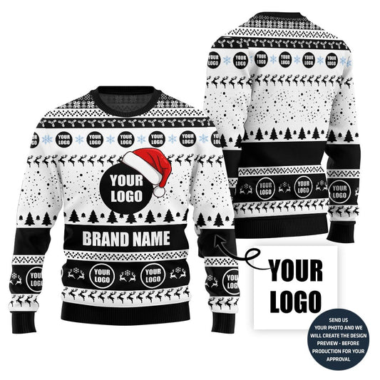 Custom Logo With Christmas Hat Ugly Sweater
