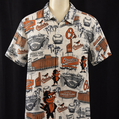 Camisa Hawaiana Vintage Unisex con Botones "Legacy Edition" y eslogan del Estadio de Béisbol BO