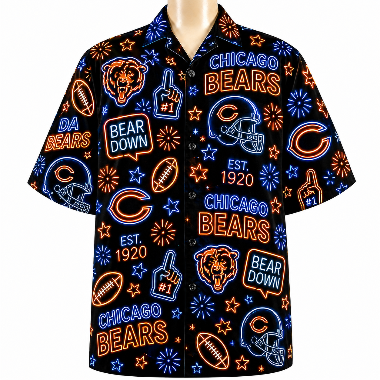 All Football Teams Neon Vibe Summer Button-Up Unisex Hawaiian Shirt For Men and Women