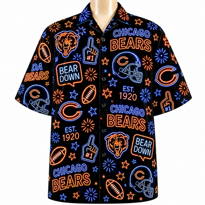 All Football Teams Neon Vibe Summer Button-Up Unisex Hawaiian Shirt For Men and Women
