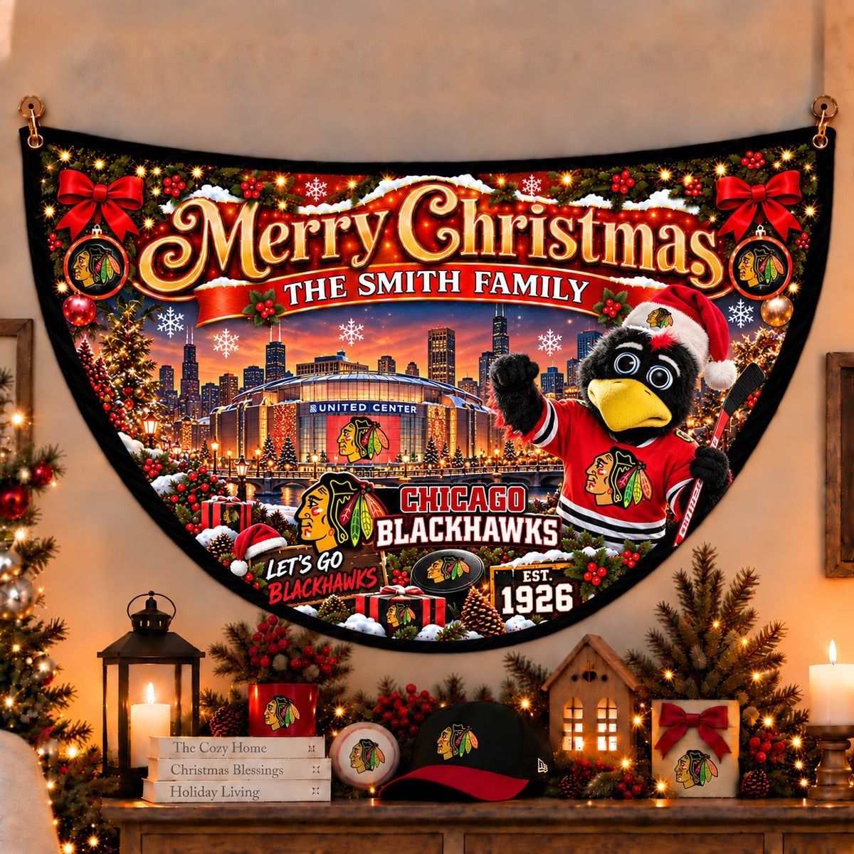 All Hockey Teams Personalized Christmas Night Bunting Flag - 5to9vibe