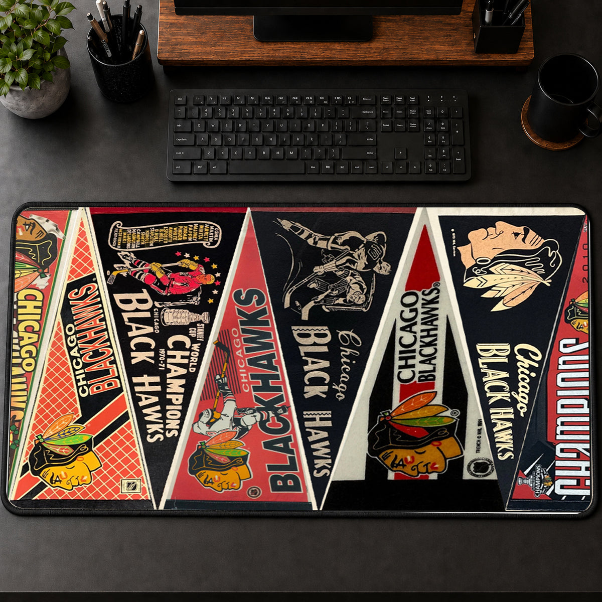 All Hockey Teams Vintage Pennant Anniversary For Fans Desk Mat Mouse Pad Trending - 5to9vibe