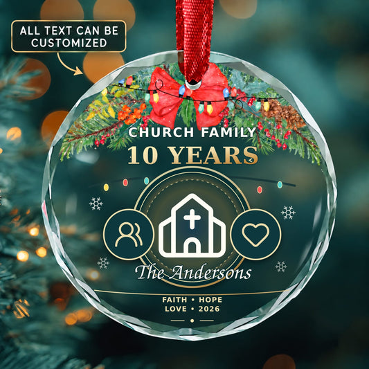 Church Family Personalized Glass Ornament | 5To9Vibe