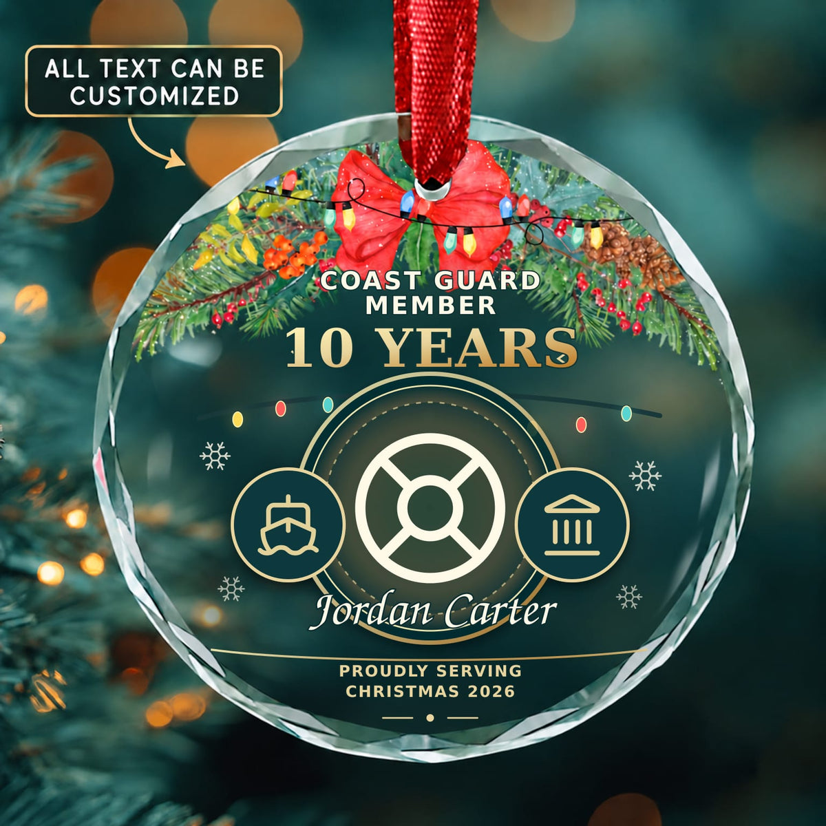 Coast Guard Member Personalized Glass Ornament | 5To9Vibe