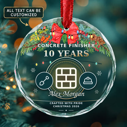 Concrete Finisher Personalized Glass Ornament | 5To9Vibe