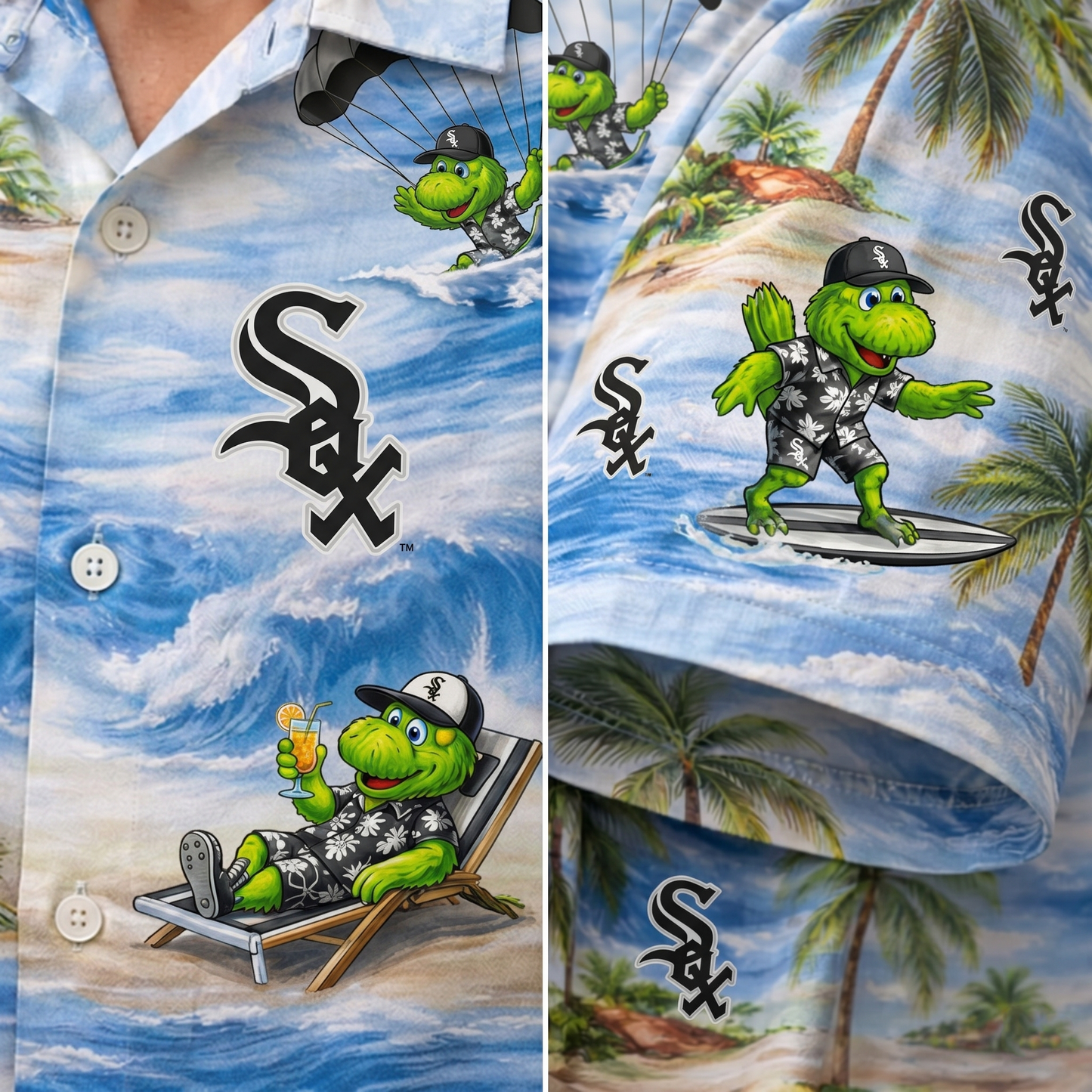 CWS Baseball Mascot Beach Viber Button-Up Unisex Hawaiian Shirt For Men & Women