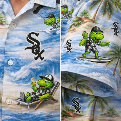 CWS Baseball Mascot Beach Viber Button-Up Unisex Hawaiian Shirt For Men & Women