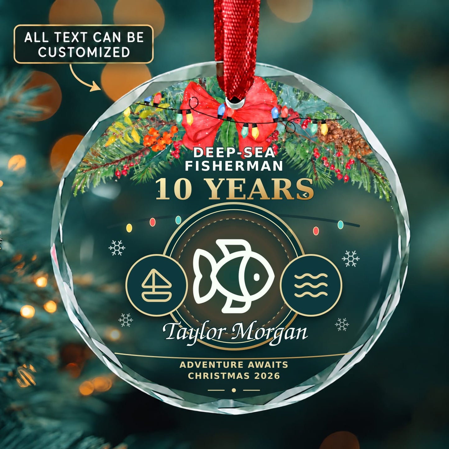 Deep Sea Fisherman Personalized Glass Ornament | 5To9Vibe