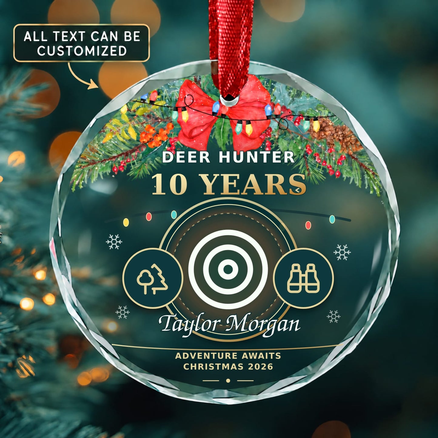 Deer Hunter Personalized Glass Ornament | 5To9Vibe