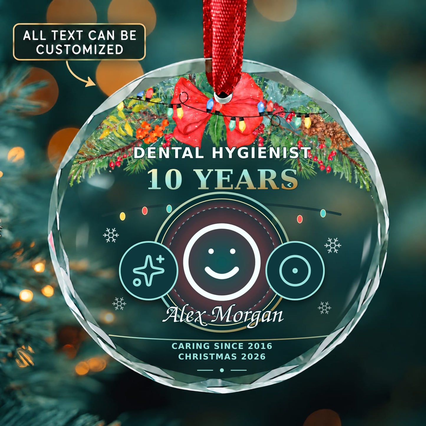 Dental Hygienist Personalized Glass Ornament | 5To9Vibe