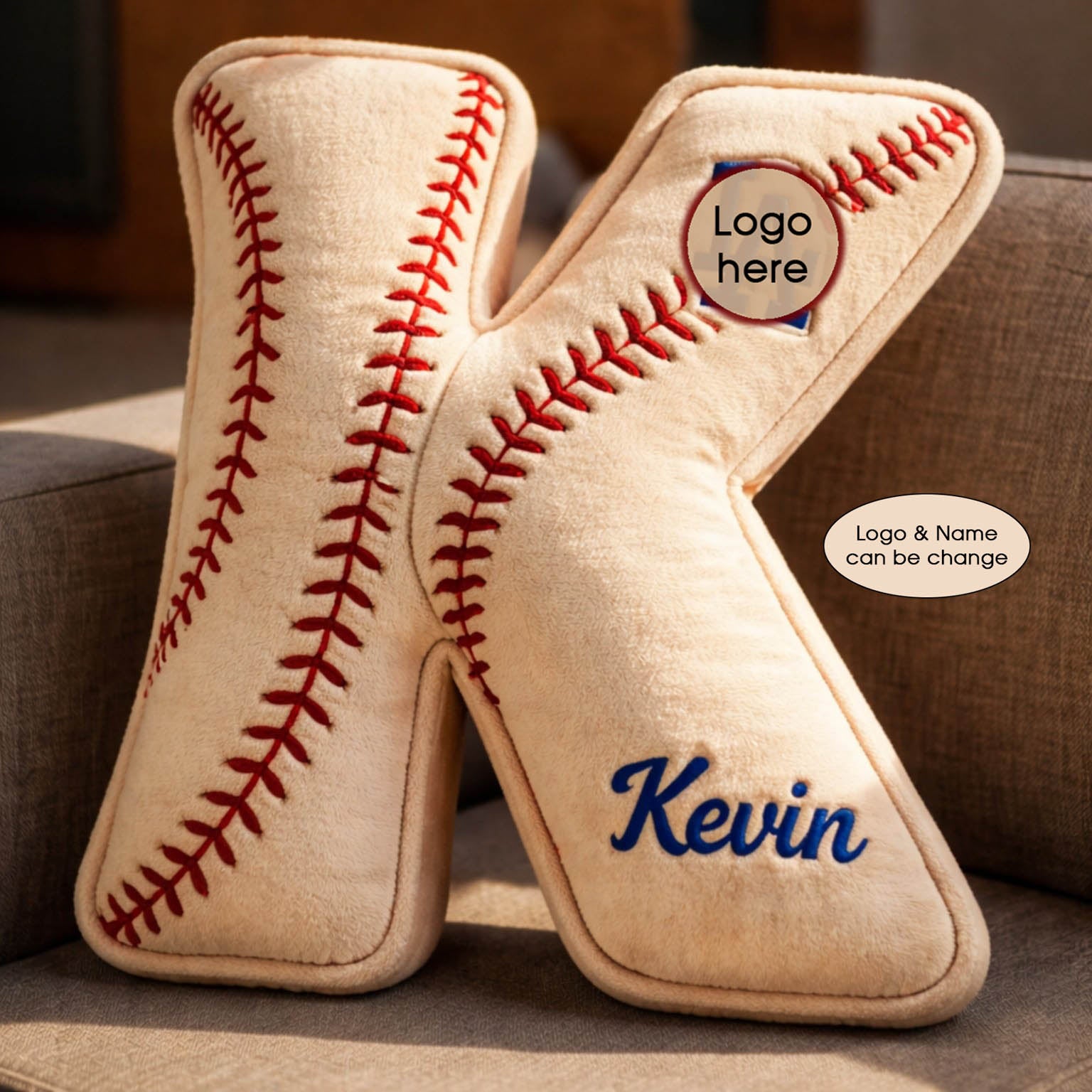 Baseball Pillow Custom Name & Logo Gift For Kids, Friends, Family Irregular-Shaped Pillow Custom-Shaped Pillow-5TO9VIBE