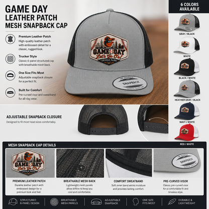 All Teams Baseball Logo Game Day Leather Patch Premium Mesh Snap Back Cap | Trucker Cap