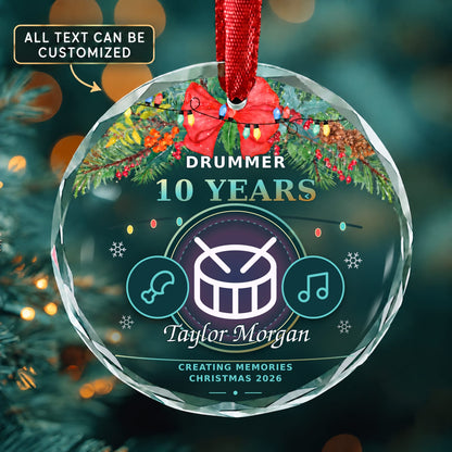 Drummer Personalized Glass Ornament | 5To9Vibe