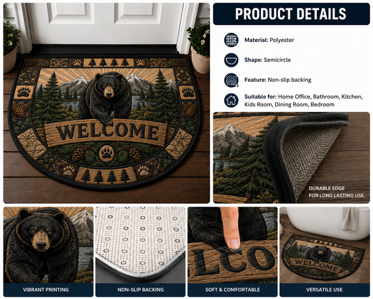 Bear Welcome Mat – Rustic Wilderness Nature Outdoor Doormat - 5to9vibe