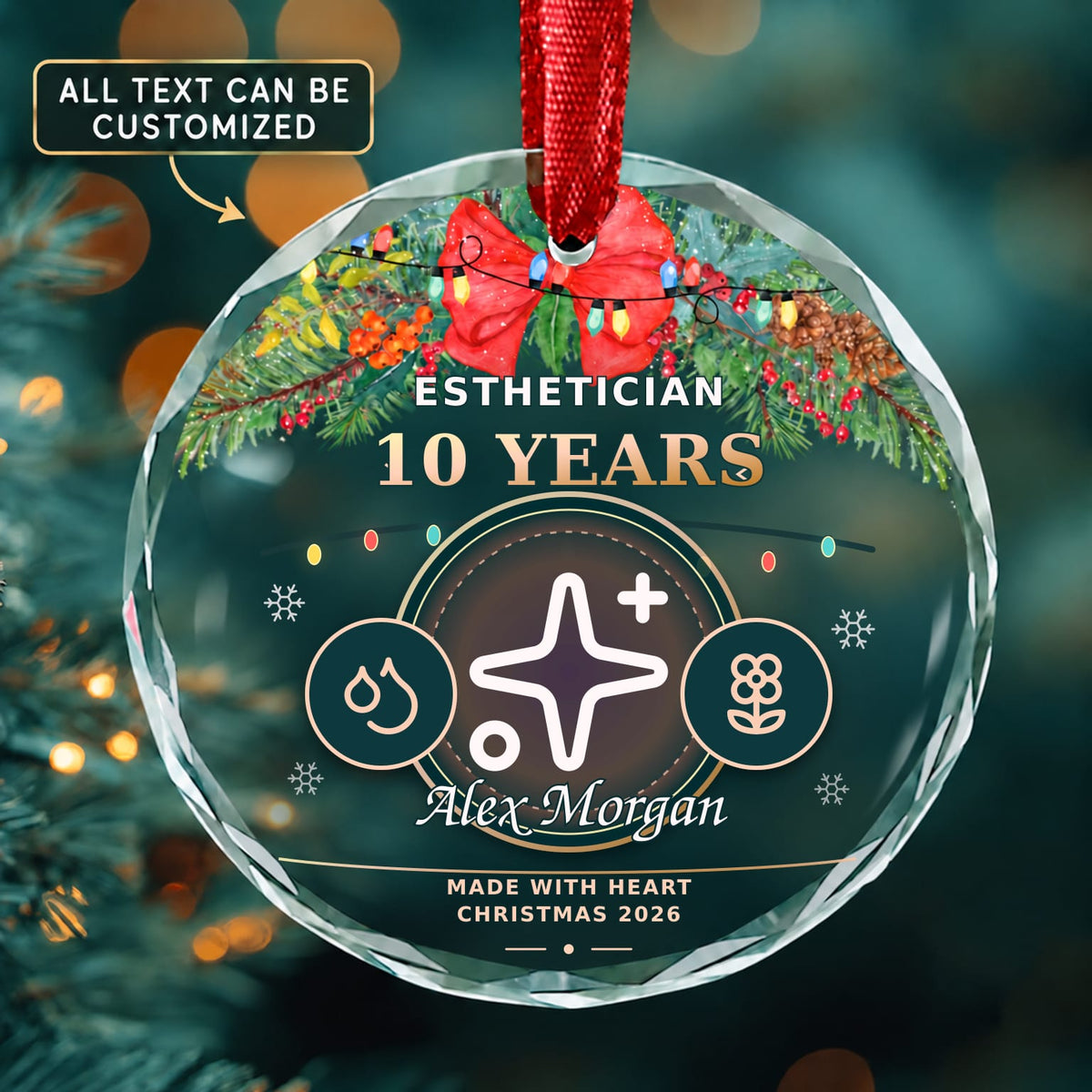 Esthetician Personalized Glass Ornament | 5To9Vibe