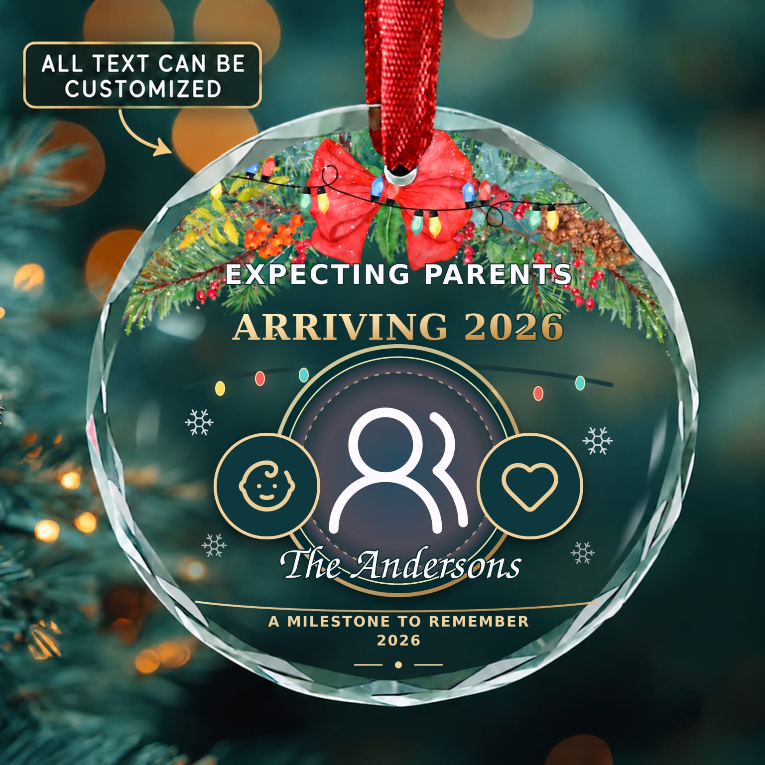 Expecting Parents Personalized Glass Ornament | 5To9Vibe