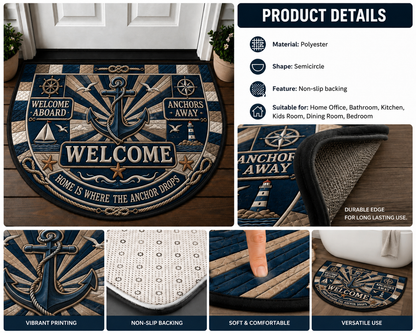 Wipe Your Flippers Whale Welcome Mat - Coastal Lighthouse & Ocean Doormat - 5to9vibe