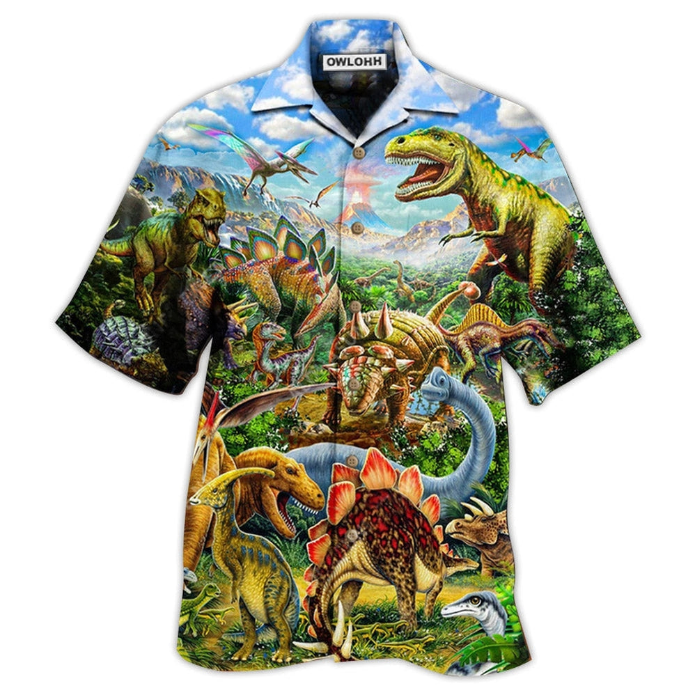 Hawaiian Shirt / Adults / S Dinosaur Rawrsome World Blue Sky - Hawaiian Shirt 