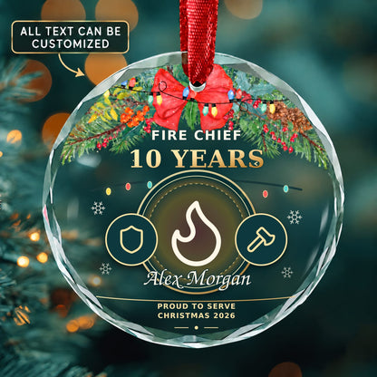 Fire Chief Personalized Glass Ornament | 5To9Vibe