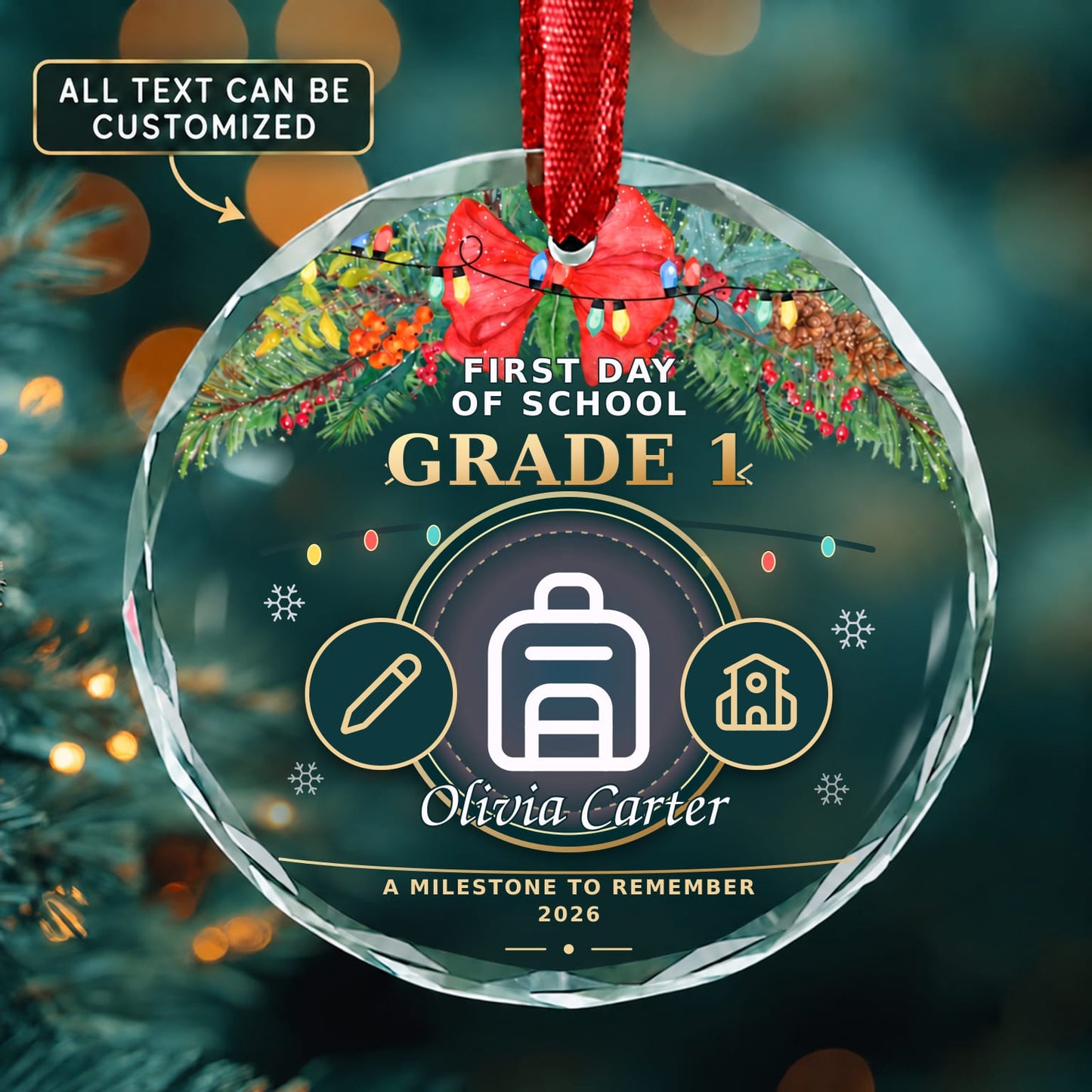 First Day of School Personalized Glass Ornament | 5To9Vibe