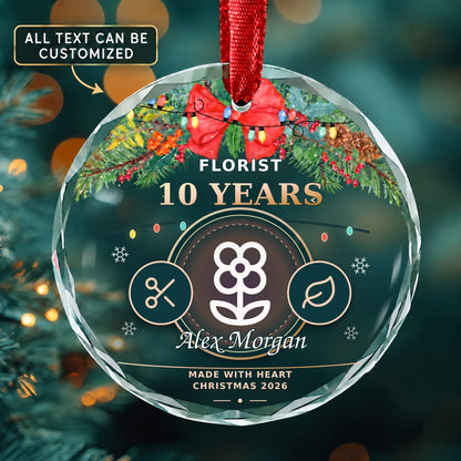 Florist Personalized Glass Ornament | 5To9Vibe