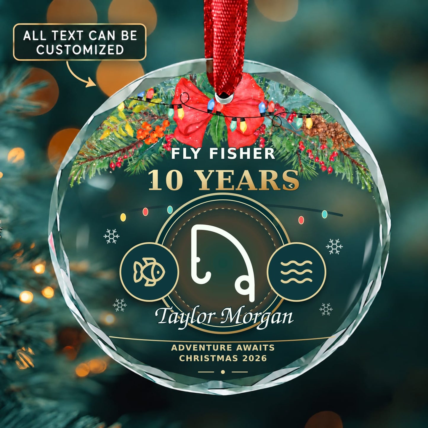 Fly Fisher Personalized Glass Ornament | 5To9Vibe