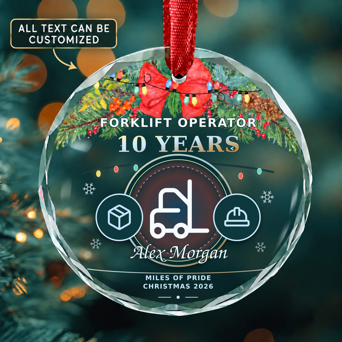 Forklift Operator Personalized Glass Ornament | 5To9Vibe