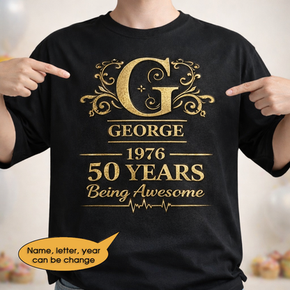 T-Shirt Age personalized name, year, letter for birthday Hot Sale