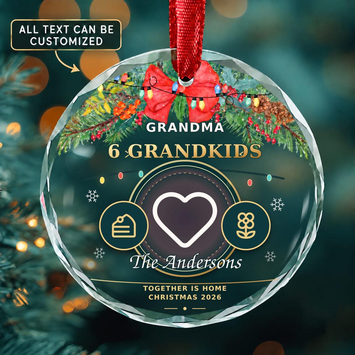 Grandma Personalized Glass Ornament | 5To9Vibe