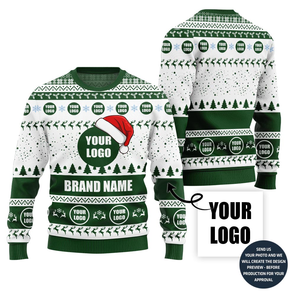 Custom Logo With Christmas Hat Ugly Sweater