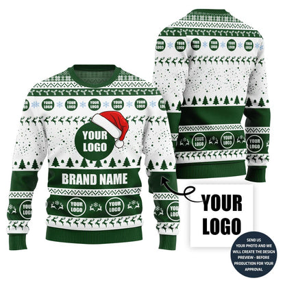 Custom Logo With Christmas Hat Ugly Sweater