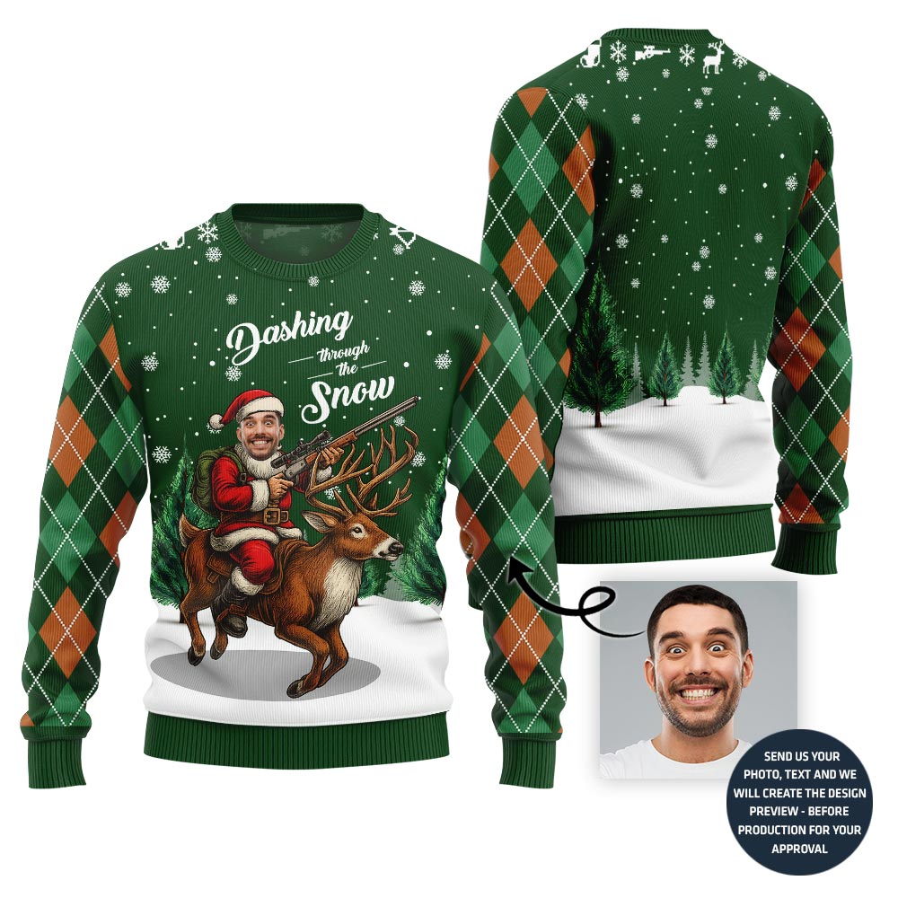 Dashing Through The Snow Custom Face Sweater