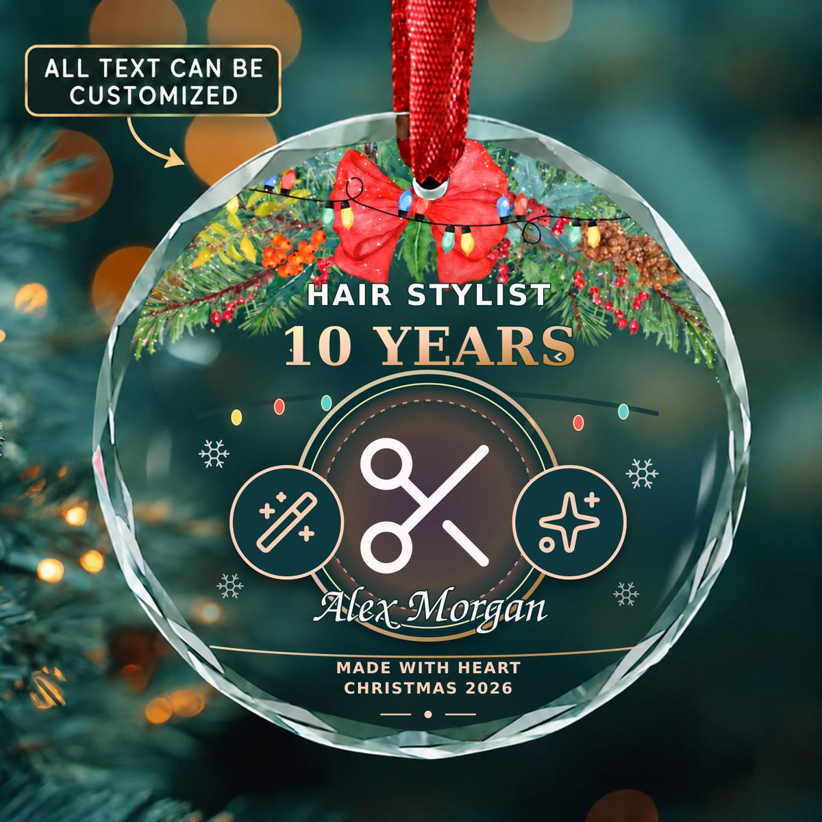 Hair Stylist Personalized Glass Ornament | 5To9Vibe