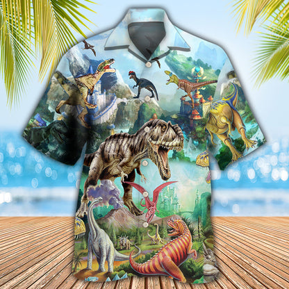 Dinosaur World Summer Sky Cool - Hawaiian Shirt 