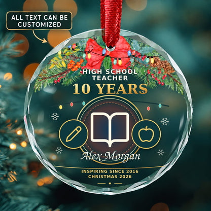 High School Teacher Personalized Glass Ornament | 5To9Vibe