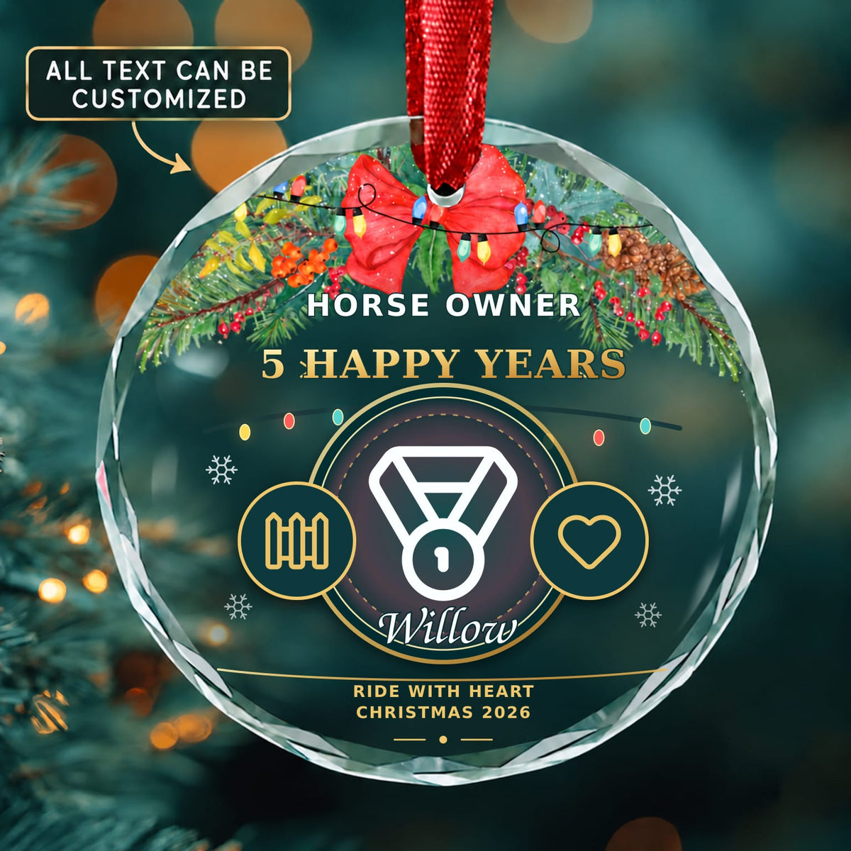 Horse Owner Personalized Glass Ornament | 5To9Vibe