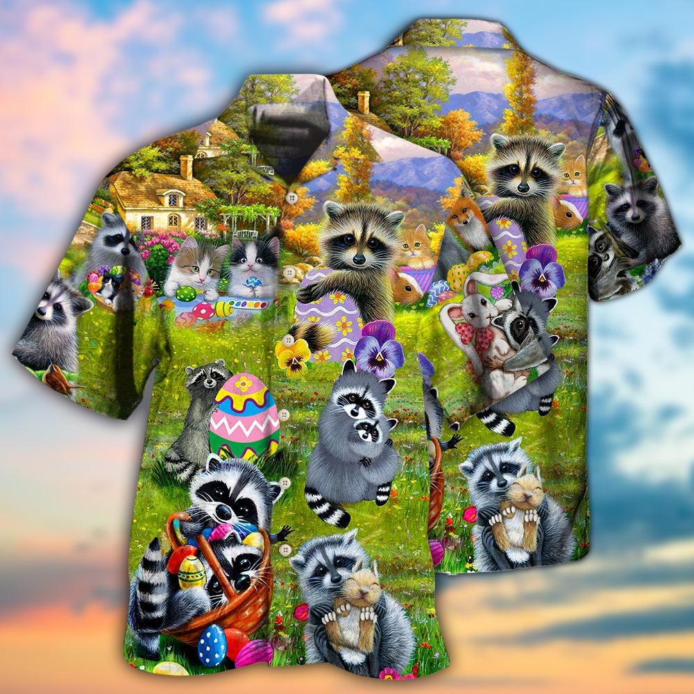 Raccoon Animals I Am Just Here For The Eggs Harmony - Hawaiian Shirt 