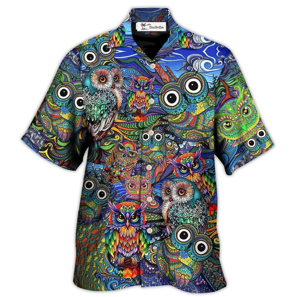 Hawaiian Shirt / Adults / S Hippie Owls Peace Life Mix Color Nice Style - Hawaiian Shirt 