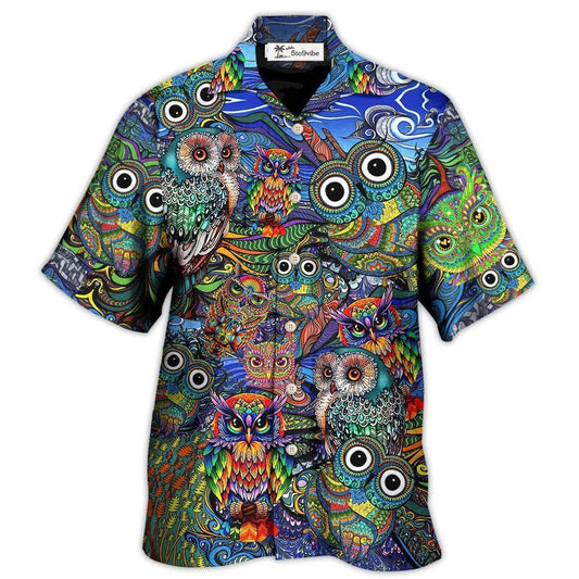 Hawaiian Shirt / Adults / S Hippie Owls Peace Life Mix Color Nice Style - Hawaiian Shirt 